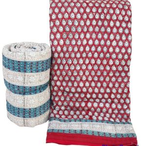 Pure Mulmul Cotton Reversible Hand Block Comforter/Rajai