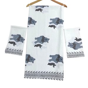 Kids Hand Block Waffle Towel Set